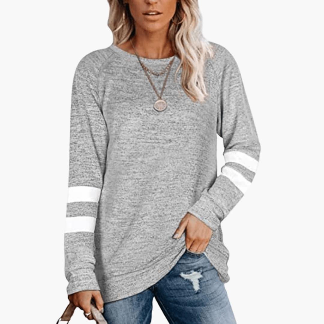 Marlowe | Women's Long Sleeve Varsity Stripe Crew Neck Top