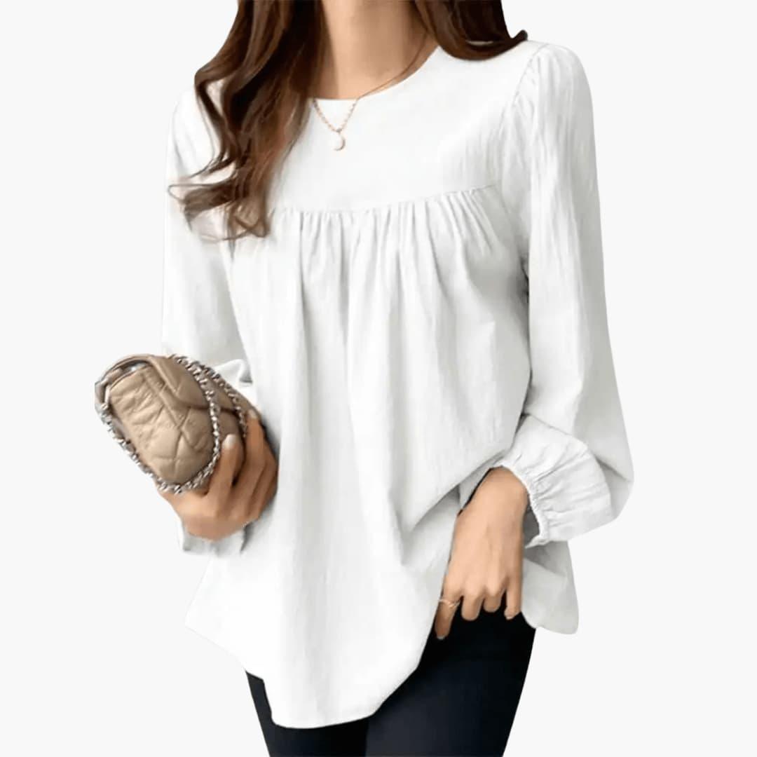Elise | Women's Long Sleeve Round Neck Flowy Blouse