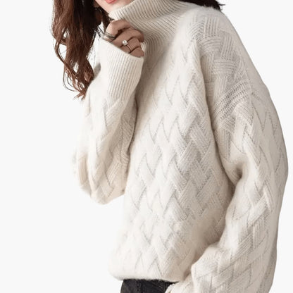 Marlowe | Women's Cable Knit Turtleneck Oversized Sweater