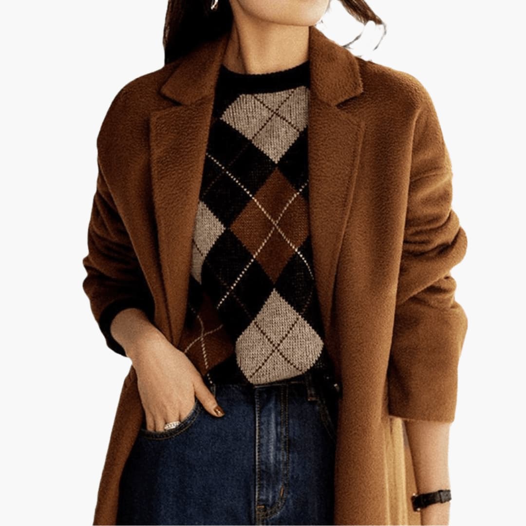 Marlowe | Women's Argyle Knit Round Neck Jumper