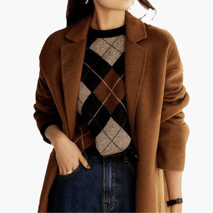 Marlowe | Women's Argyle Knit Round Neck Jumper