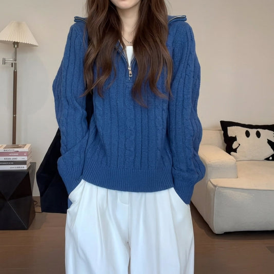 Brynhild | Women's Cable Knit Quarter Zip Pullover Sweater