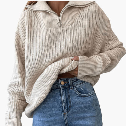Marlowe | Women's Half-Zip Ribbed Oversized Knit Jumper