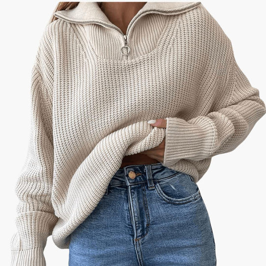 Marlowe | Women's Half-Zip Ribbed Oversized Knit Jumper