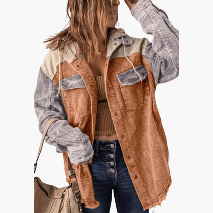Marlowe | Women's Colour Block Corduroy Button-Up Oversized Jacket