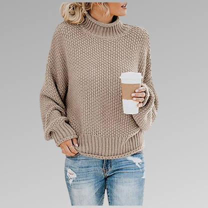 Marlowick | Women's Turtleneck Chunky Knit Oversized Long Sleeve Sweater