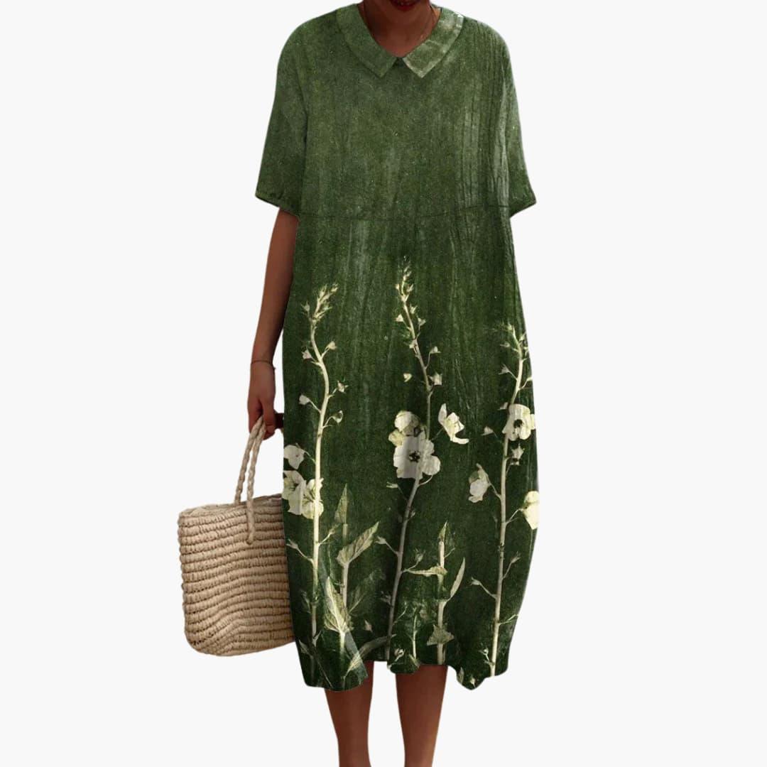 Meadow | Women's Floral V-Neck Oversized Casual Summer Midi Dress