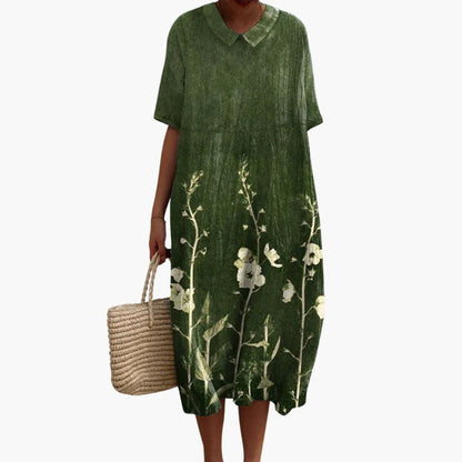 Meadow | Women's Floral V-Neck Oversized Casual Summer Midi Dress