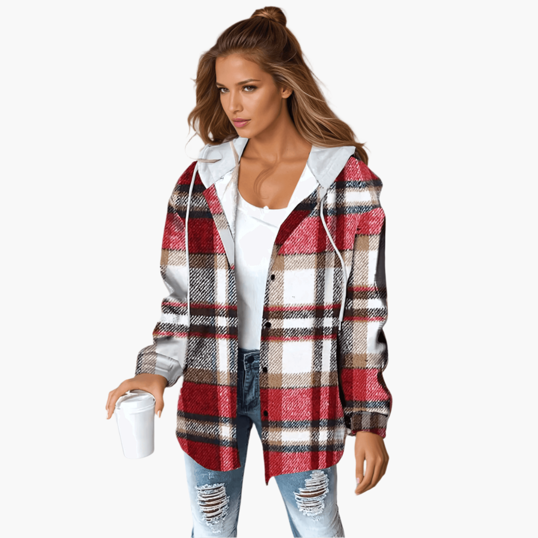 Sienna | Women's Plaid Hooded Button-Up Shacket