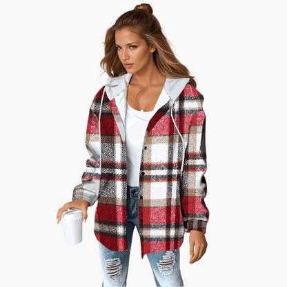 Sienna | Women's Plaid Hooded Button-Up Shacket