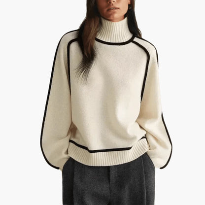Marlowe | Women's Turtleneck Contrast Trim Relaxed Fit Jumper