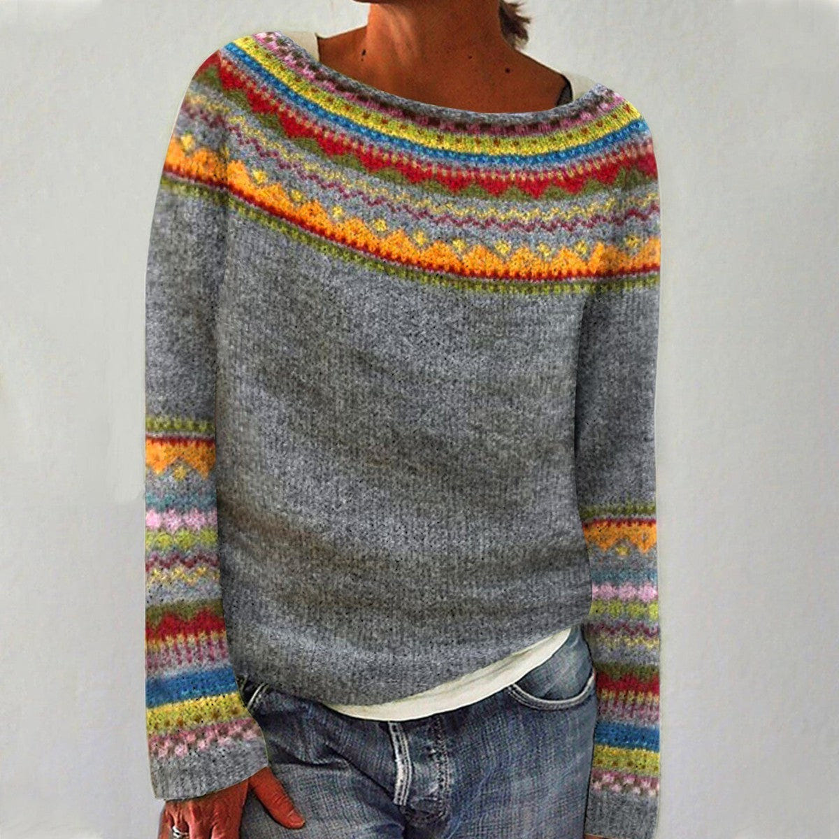 Astrid | Women's Fair Isle Colourful Patterned Knit Jumper