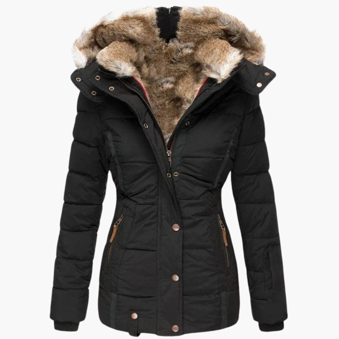 Elara | Women's Hooded Fur-Lined Slim Fit Winter Parka Jacket