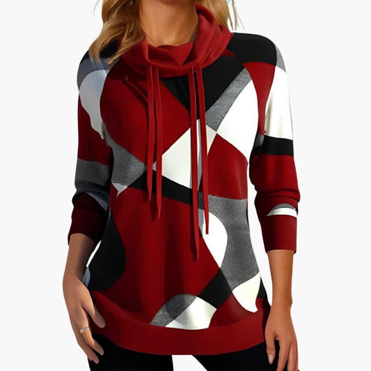 Marlowe | Women's Cowl Neck Colour Block Drawstring Sweatshirt