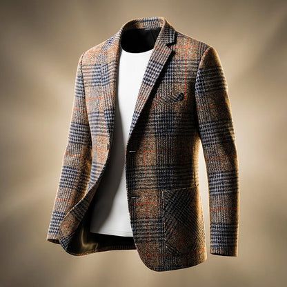 Alfons | Men's Checkered Wool Blend Notch Lapel Blazer