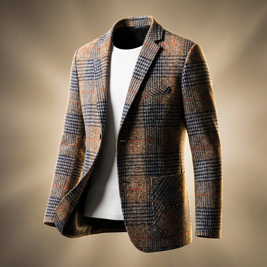 Alfons | Men's Checkered Wool Blend Notch Lapel Blazer
