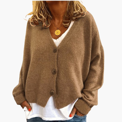 Marlowe | Women's Knitted Button-Up V-Neck Long Sleeve Cardigan