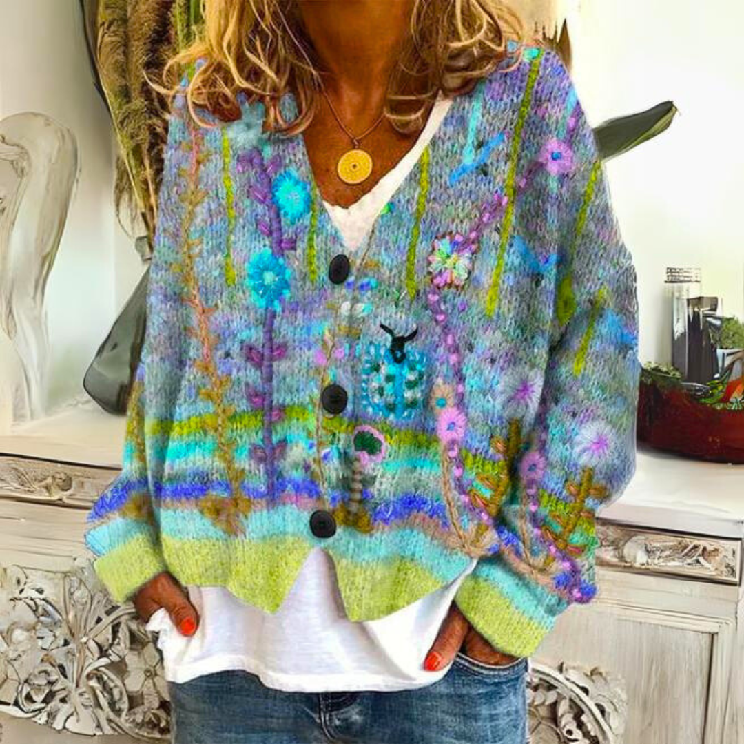 Marlena | Women's Bohemian Floral Embroidered Cardigan
