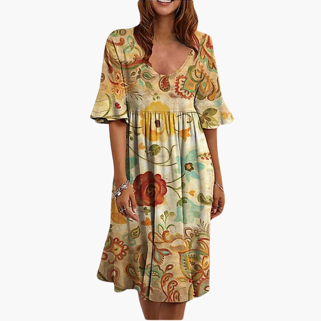 Sienna | Women's Boho Floral Flutter Sleeve Midi Dress