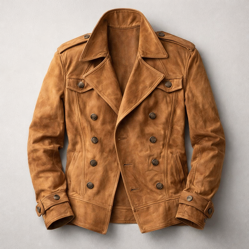 Roderick | Men's Suede Double-Breasted Lapel Jacket