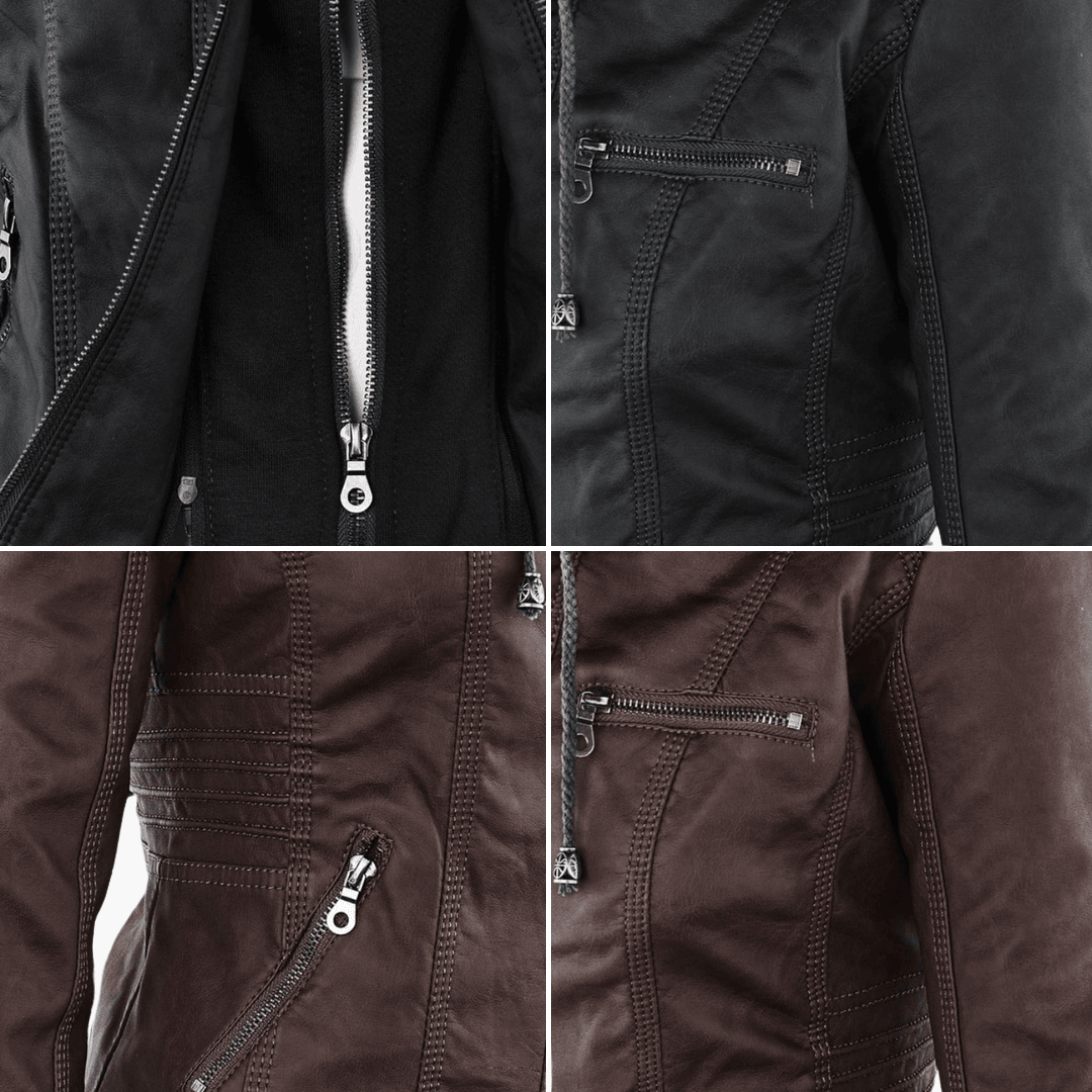 Harper | Women's Faux Leather Hooded Zip-Up Jacket