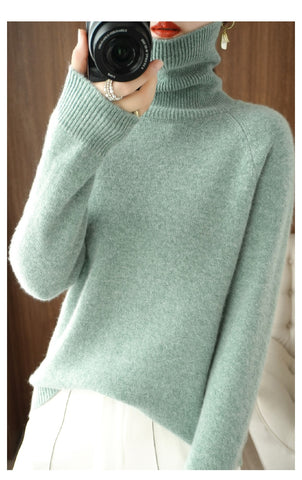 Marlowe | Women's Turtleneck Relaxed Fit Knit Sweater