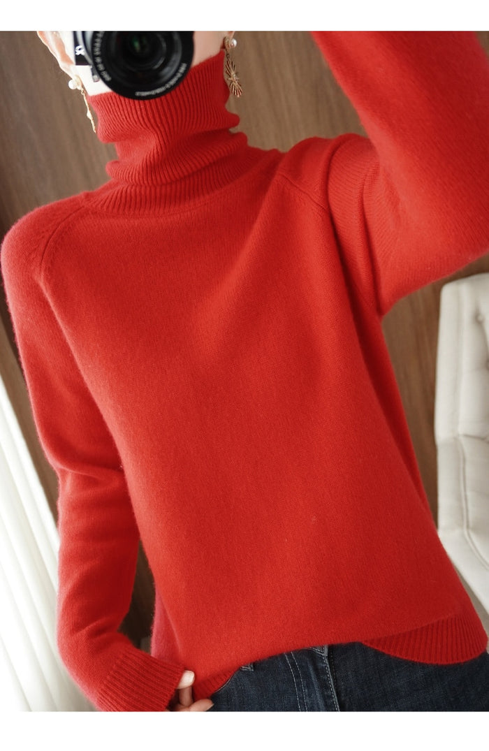 Marlowe | Women's Turtleneck Relaxed Fit Knit Sweater
