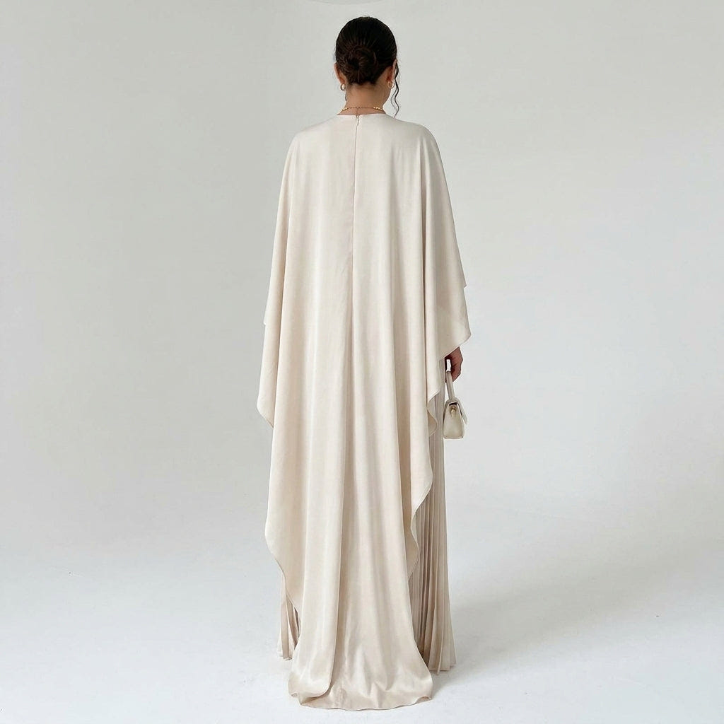 Seraphine | Women's Cape Sleeve High Neck Pleated Chiffon Maxi Dress