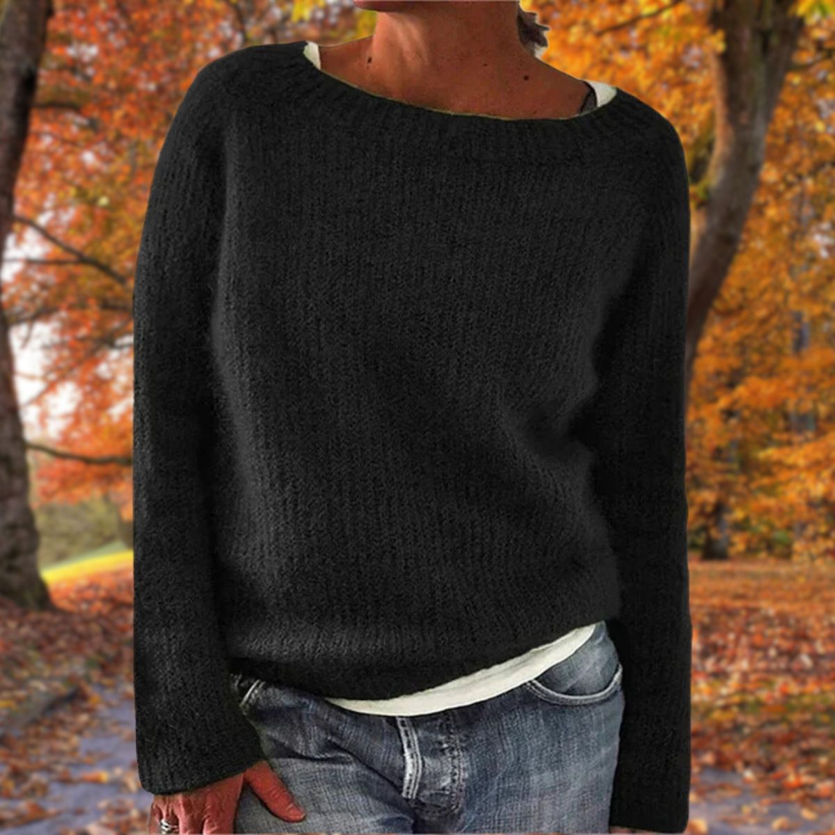 Marlowe | Women's Loose Knit Wide Neck Long Sleeve Sweater