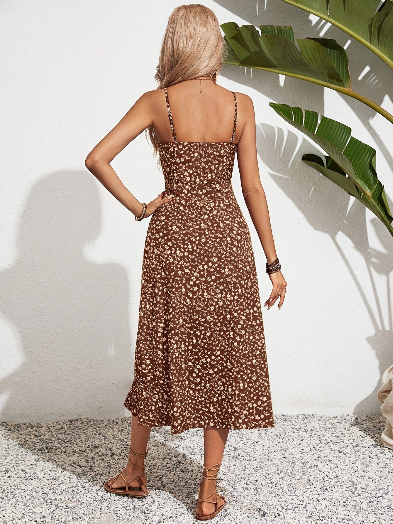 Wren | Women's Ditsy Floral Spaghetti Strap Side Slit Maxi Dress