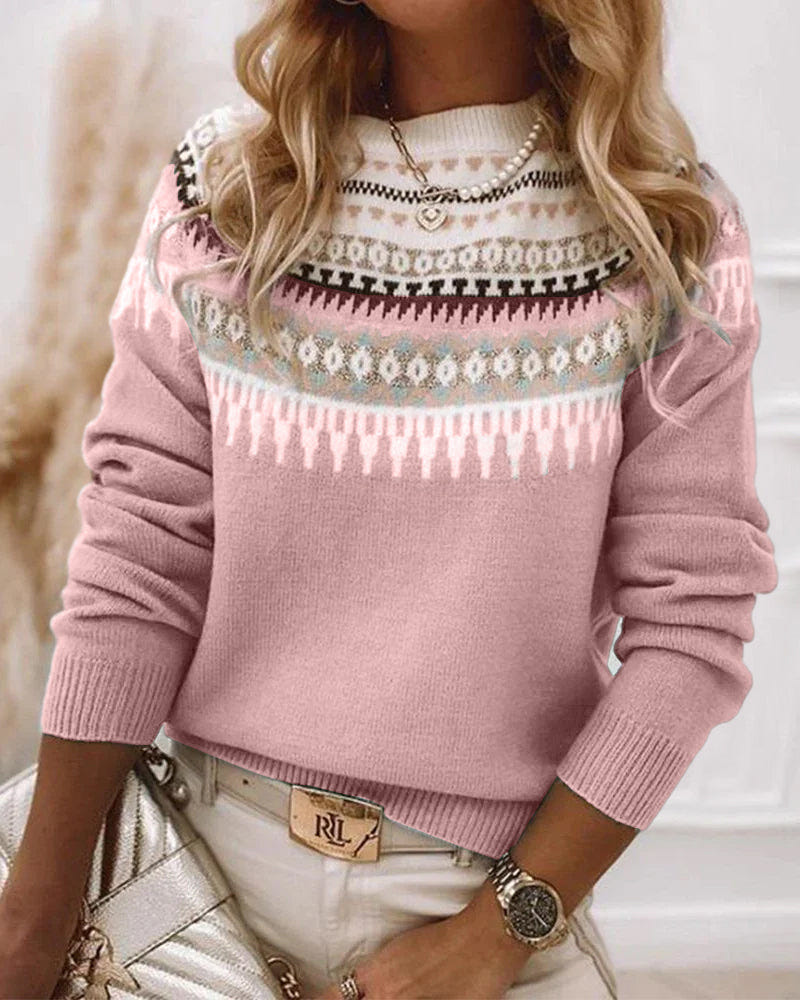 Aspen | Women's Fair Isle Nordic Knit Crew Neck Sweater