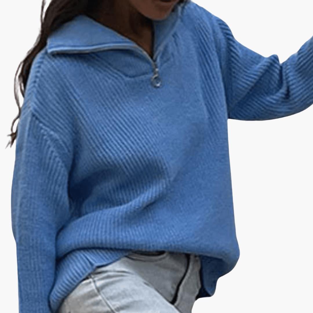 Marlowe | Women's Half-Zip Ribbed Oversized Knit Jumper