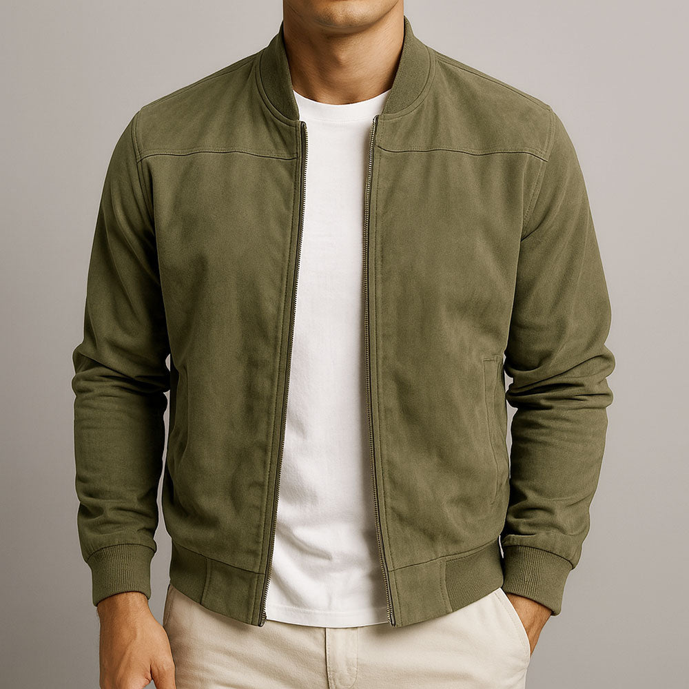 Foxton | Men's Suede-Textured Bomber Zip-Up Jacket