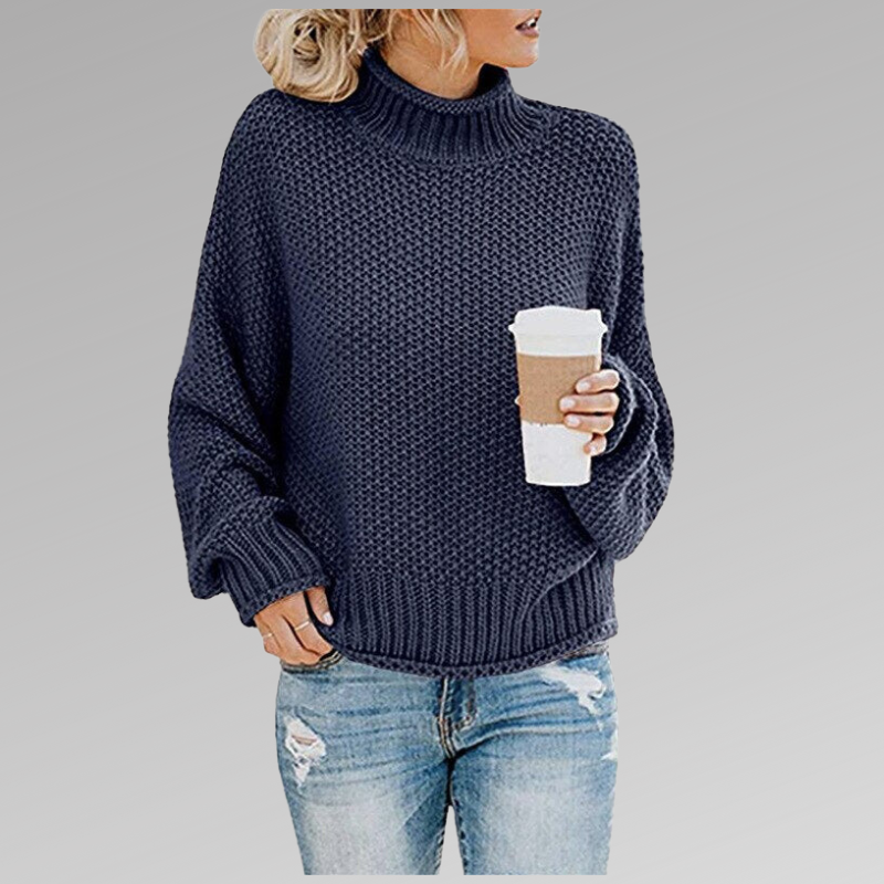 Marlowick | Women's Turtleneck Chunky Knit Oversized Long Sleeve Sweater