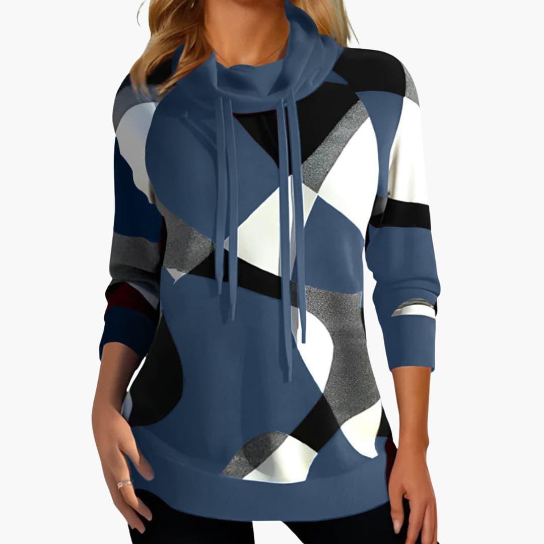Marlowe | Women's Cowl Neck Colour Block Drawstring Sweatshirt