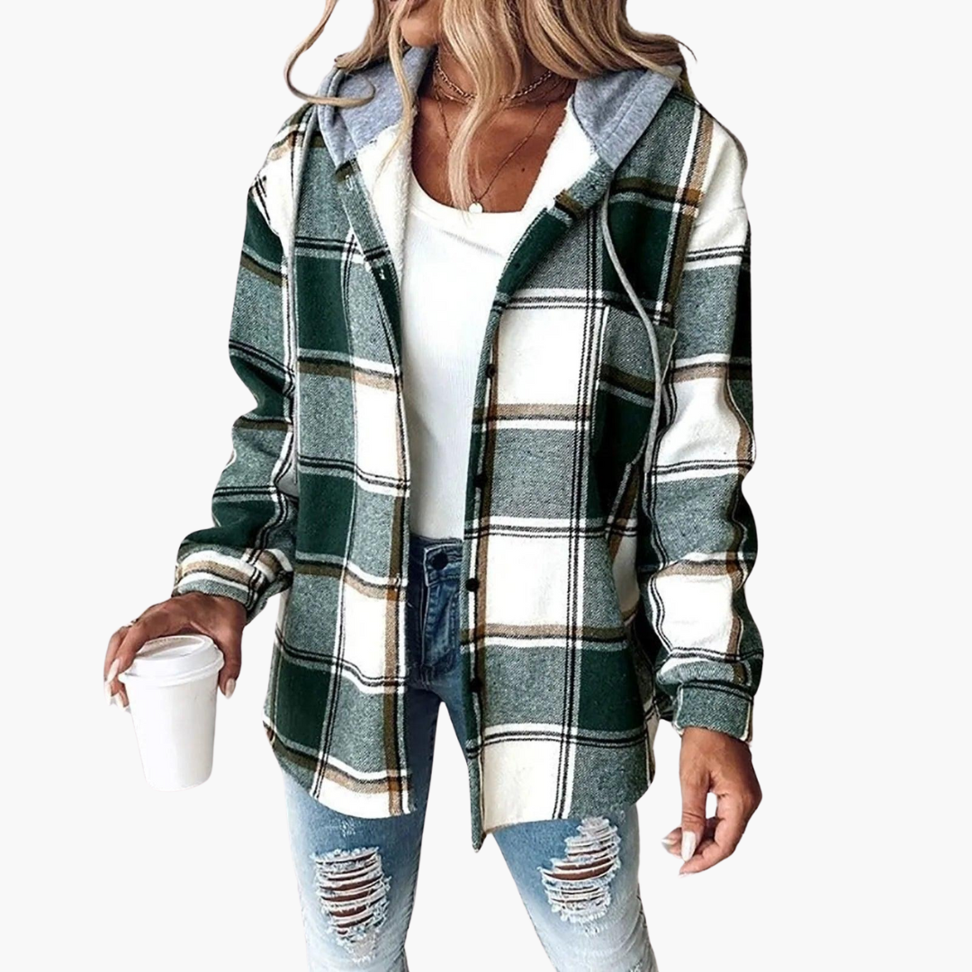 Sienna | Women's Plaid Hooded Button-Up Shacket
