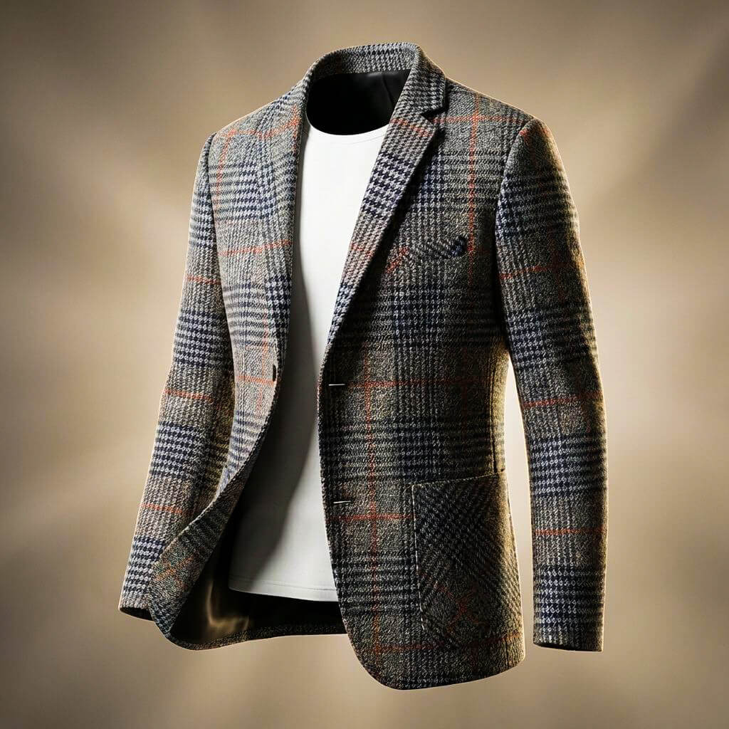 Alfons | Men's Checkered Wool Blend Notch Lapel Blazer