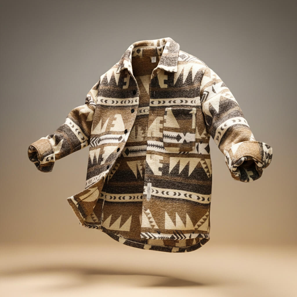 Desmond | Men's Aztec Print Wool Blend Relaxed Fit Overshirt Jacket