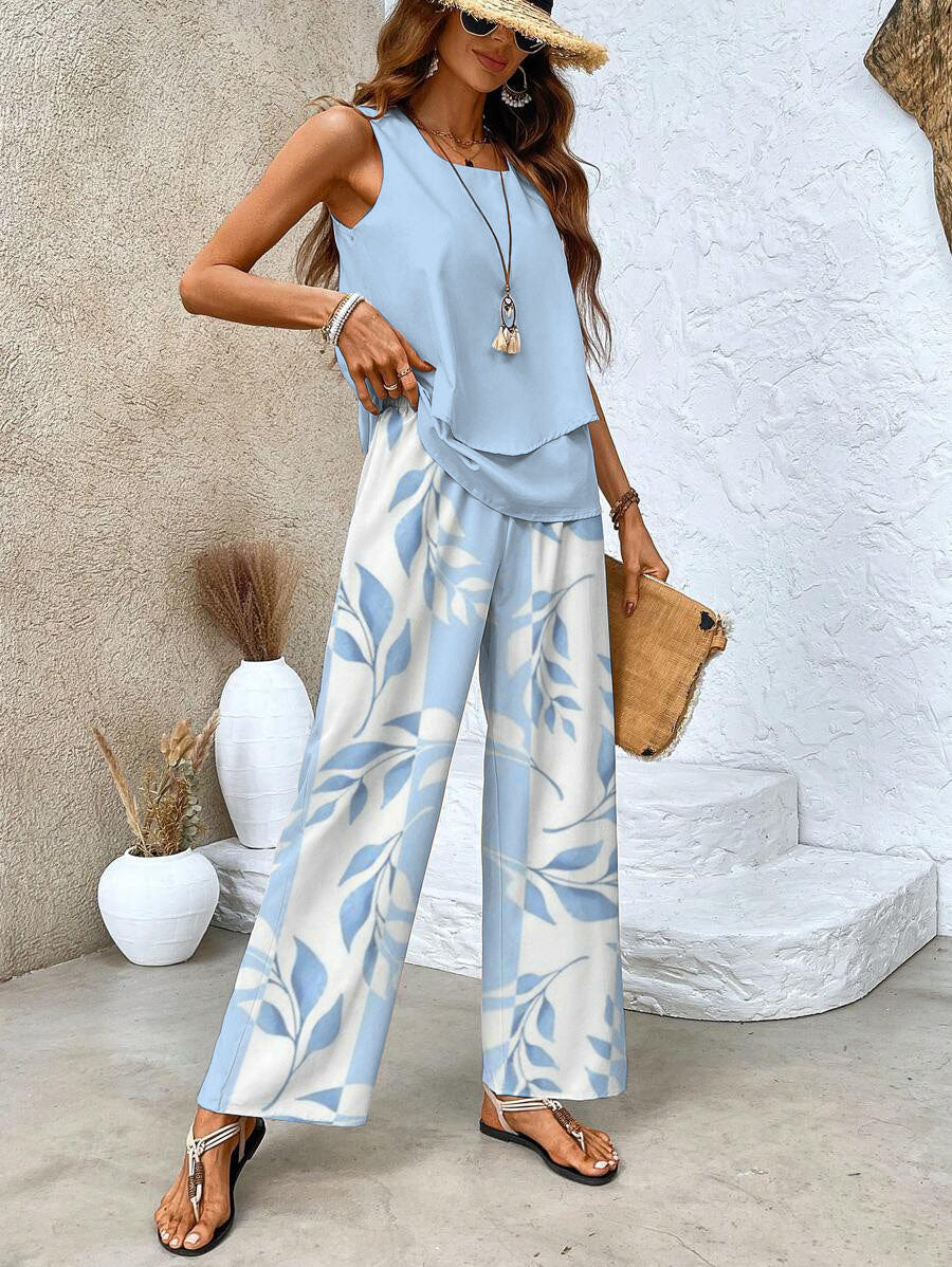 Abigail | Women's Two-Piece Sleeveless Wide Leg Summer Co-Ord Set