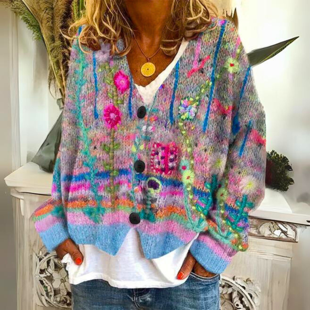 Marlena | Women's Bohemian Floral Embroidered Cardigan