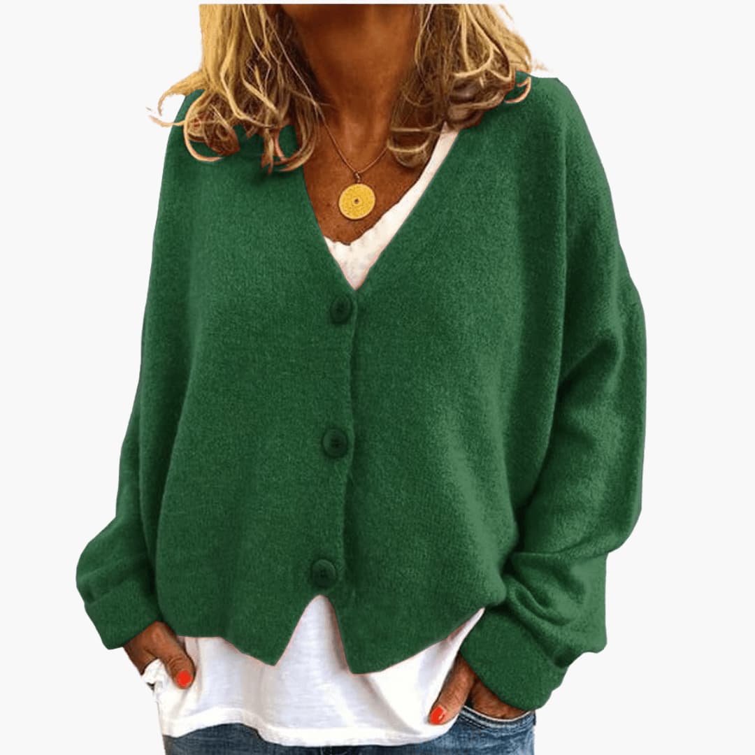 Marlowe | Women's Knitted Button-Up V-Neck Long Sleeve Cardigan