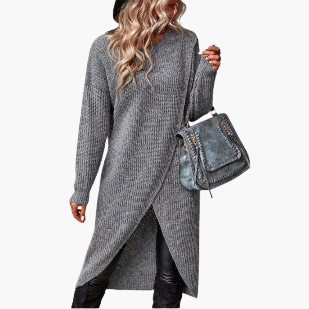 Marlowe | Women's Knit Long Sleeve Wrap Front Sweater Dress