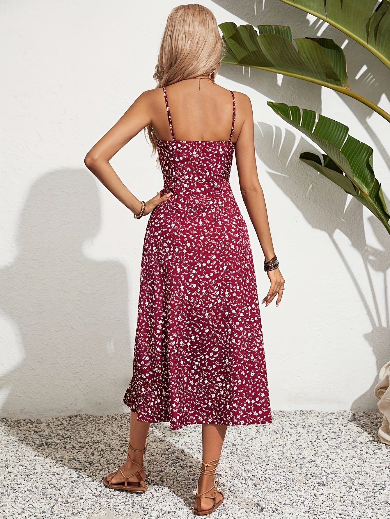 Wren | Women's Ditsy Floral Spaghetti Strap Side Slit Maxi Dress