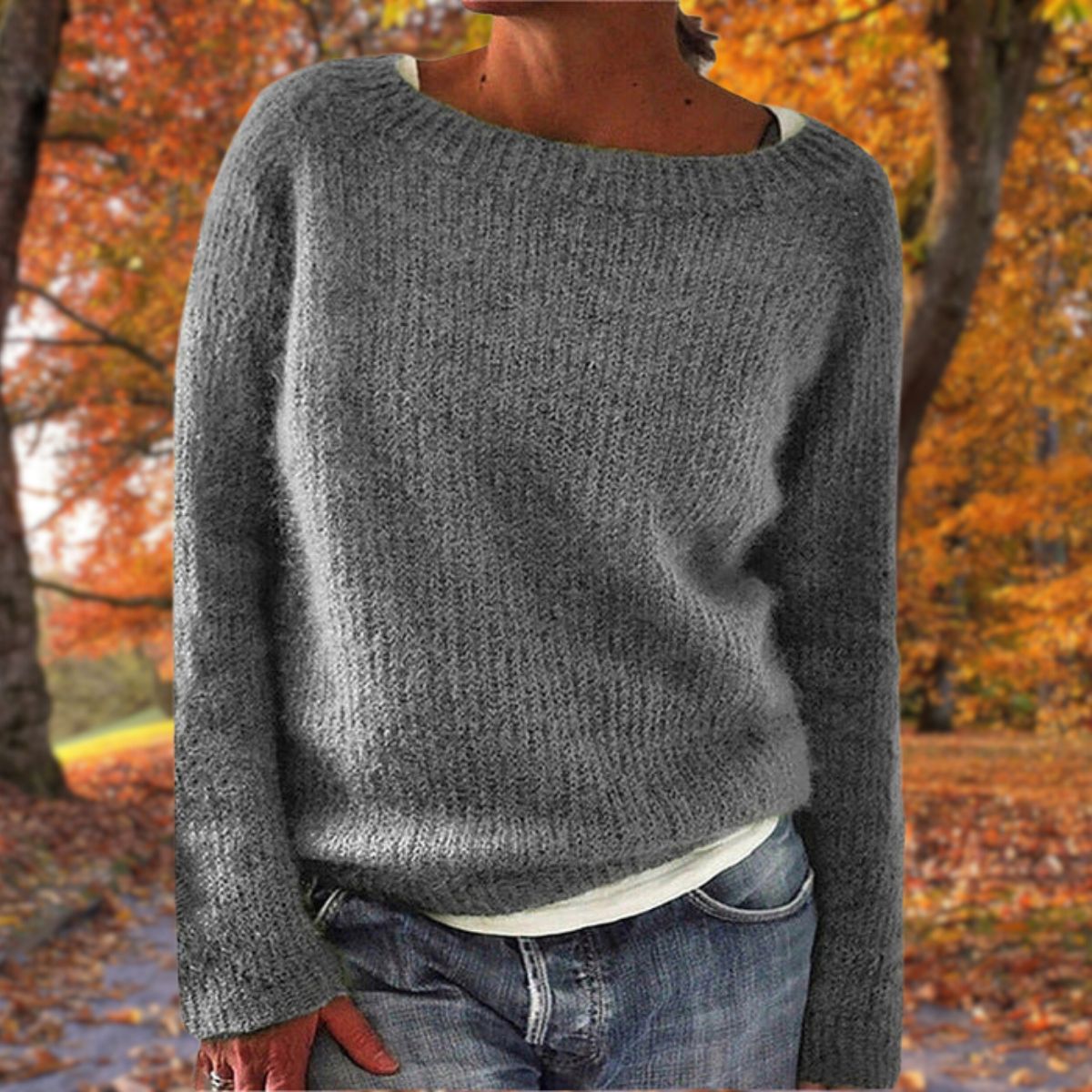 Marlowe | Women's Loose Knit Wide Neck Long Sleeve Sweater