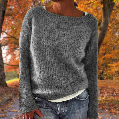 Marlowe | Women's Loose Knit Wide Neck Long Sleeve Sweater