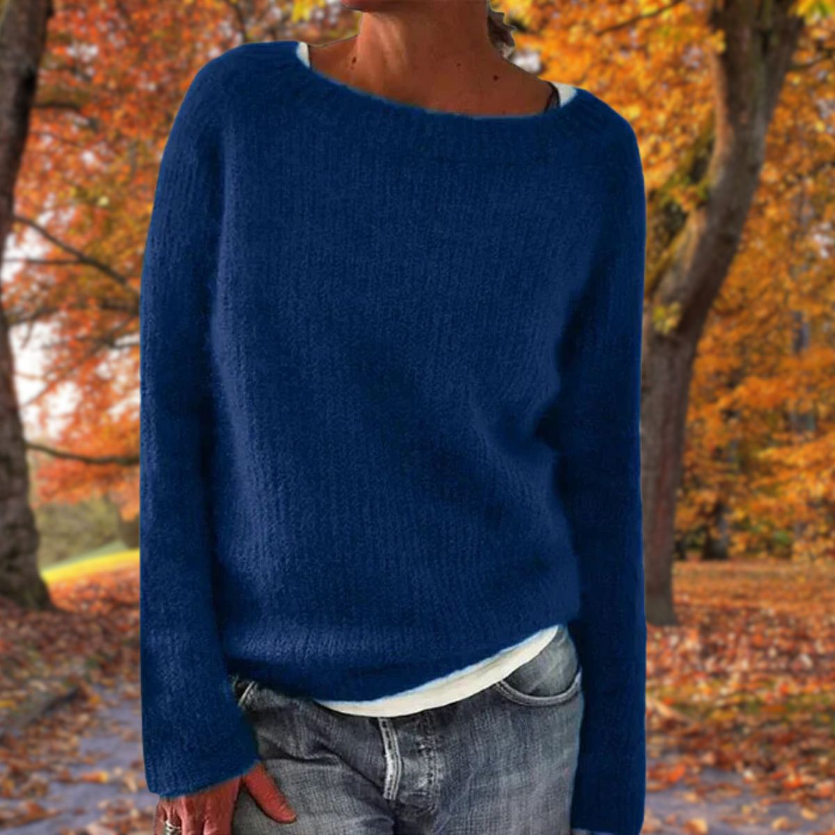 Marlowe | Women's Loose Knit Wide Neck Long Sleeve Sweater