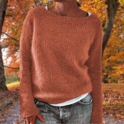 Marlowe | Women's Loose Knit Wide Neck Long Sleeve Sweater