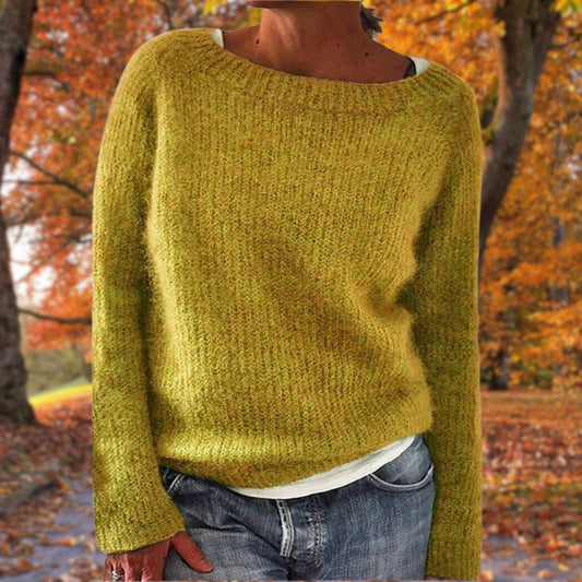 Marlowe | Women's Loose Knit Wide Neck Long Sleeve Sweater