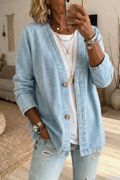 Nadine | Women's Casual Denim Open-Front Cardigan