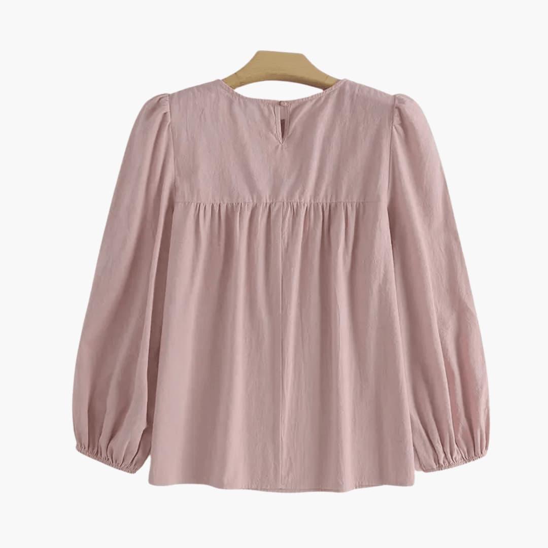 Elise | Women's Long Sleeve Round Neck Flowy Blouse
